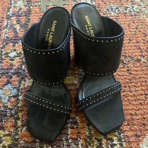 Saint Laurent black suede sandals 7.5
